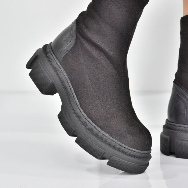 Ghete șosetă Andrea pentru femei din piele întoarsă elastică