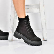 Cizme negre de piele intoarsa de dama Jana black velvet