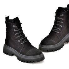 Cizme negre de piele intoarsa de dama Jana black velvet