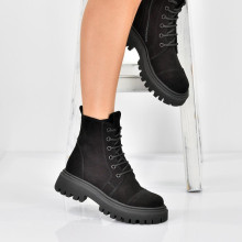 Cizme negre de piele intoarsa de dama Jana black velvet