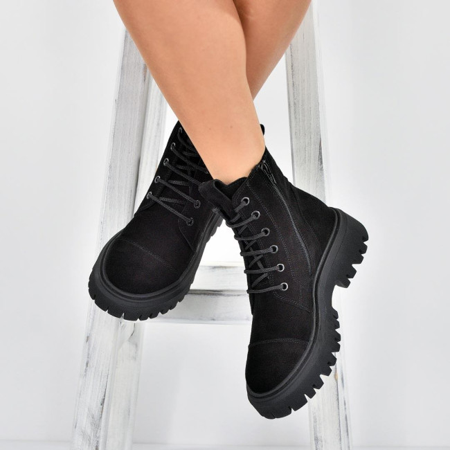 Cizme negre de piele intoarsa de dama Jana black velvet