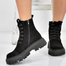 Cizme negre de piele intoarsa de dama Jana black velvet